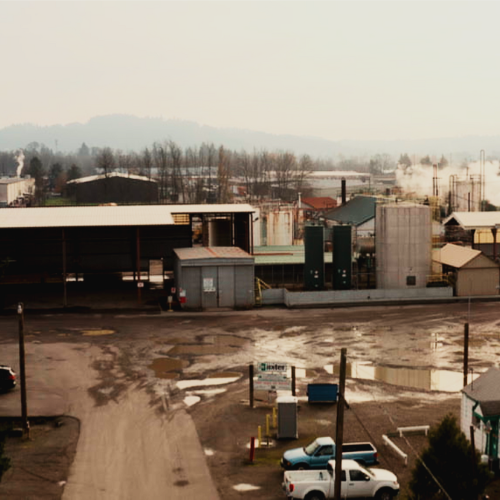 Overhead view of Baxter industrial plant
